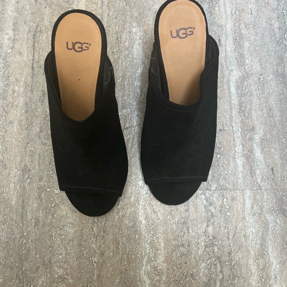 UGG Black Mules with Wedge Heel - Picture 3 of 3